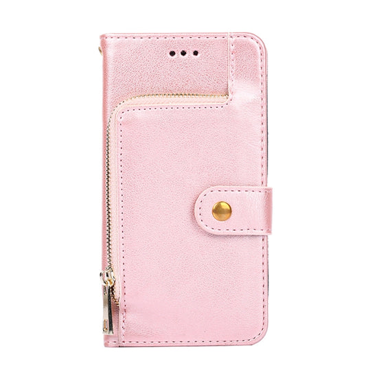 For vivo Y72 5G / iQOO Z3 Zipper Bag PU + TPU Horizontal Flip Leather Case with Holder & Card Slot & Wallet & Lanyard(Rose Gold) by buy2fix