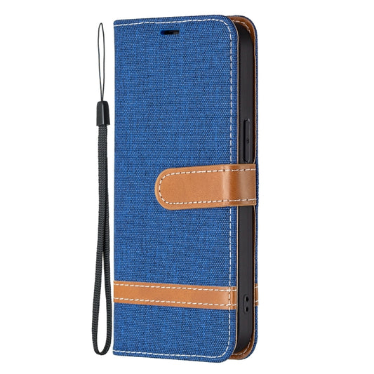 For iPhone 13 mini Color Matching Denim Texture Horizontal Flip Leather Case with Holder & Card Slots & Wallet & Lanyard (Royal Blue) by buy2fix