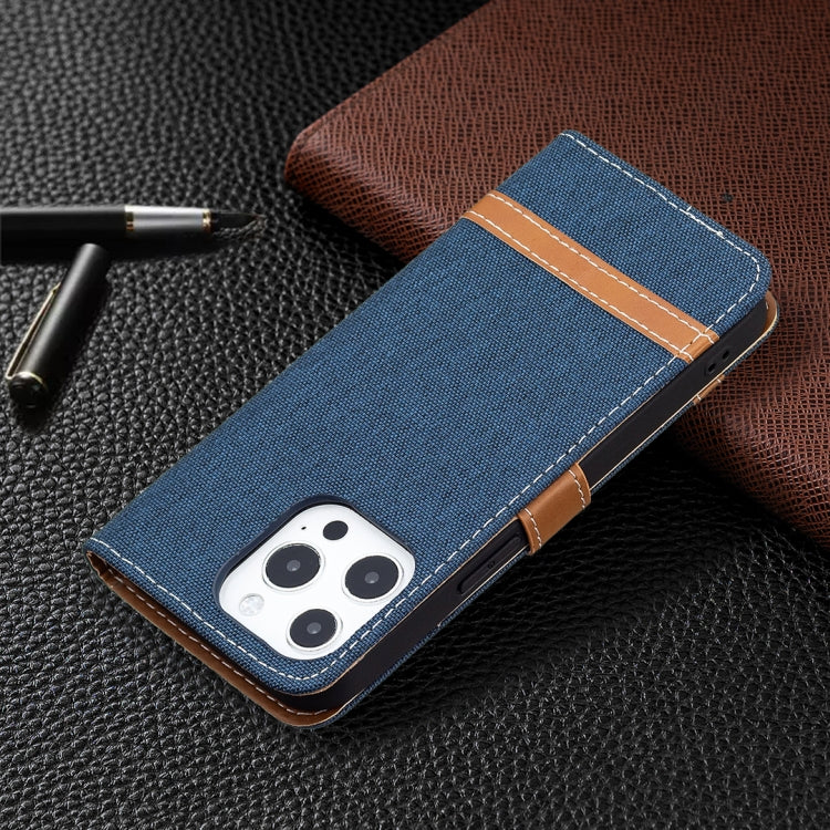 For iPhone 13 Color Matching Denim Texture Horizontal Flip Leather Case with Holder & Card Slots & Wallet & Lanyard(Dark Blue) by buy2fix