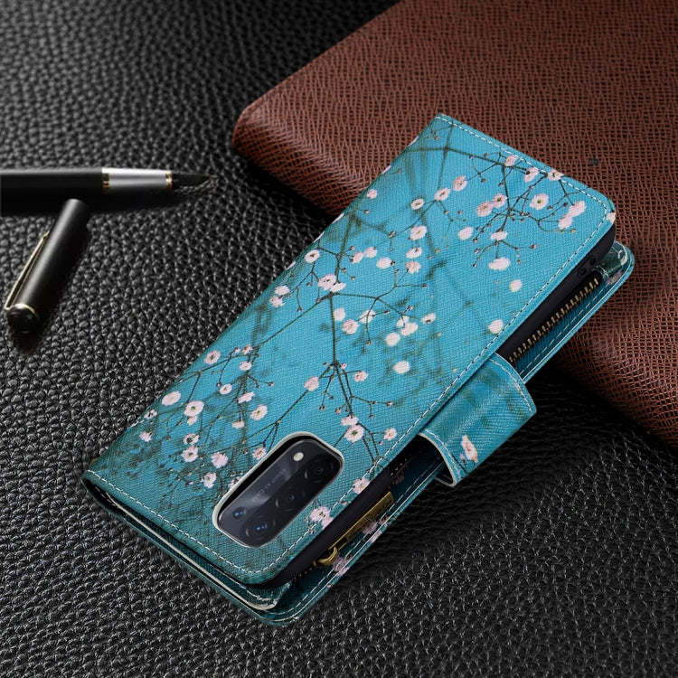 For OPPO A74 5G/A93 5G/A54 5G Colored Drawing Pattern Zipper Horizontal Flip Leather Case with Holder & Card Slots & Wallet(Plum Blossom) by buy2fix