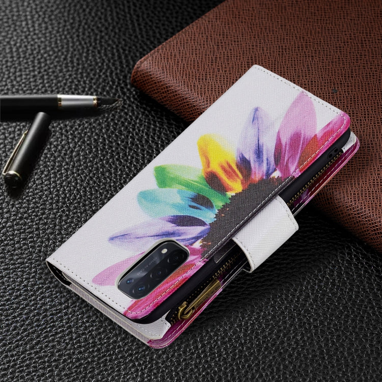 For OPPO A74 5G/A93 5G/A54 5G Colored Drawing Pattern Zipper Horizontal Flip Leather Case with Holder & Card Slots & Wallet(Sun Flower) by buy2fix