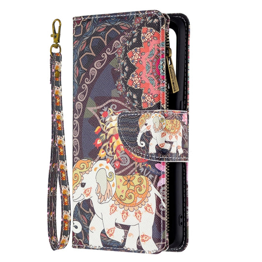 For OPPO A94 5G/F19 Pro+ 5G/Reno5 Z 5G Colored Drawing Pattern Zipper Horizontal Flip Leather Case with Holder & Card Slots & Wallet(Flower Elephants) by buy2fix