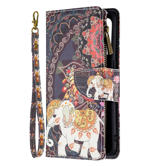 For OPPO Reno5 5G Colored Drawing Pattern Zipper Horizontal Flip Leather Case with Holder & Card Slots & Wallet(Flower Elephants) by buy2fix