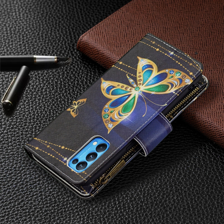 For OPPO Reno5 5G Colored Drawing Pattern Zipper Horizontal Flip Leather Case with Holder & Card Slots & Wallet(Big Butterfly) by buy2fix