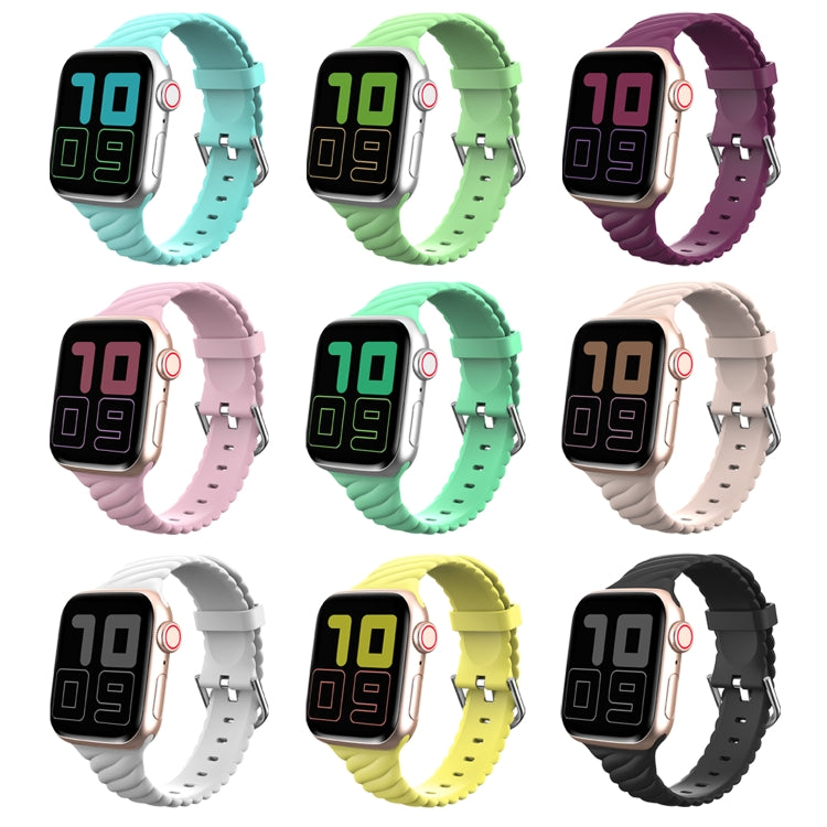 Solid Color Twist Silicone Watch Band For Apple Watch Ultra 49mm&Watch Ultra 2 49mm / Series 9&8&7 45mm / SE 3&SE 2&6&SE&5&4 44mm / 3&2&1 42mm(Yellow Green) by buy2fix