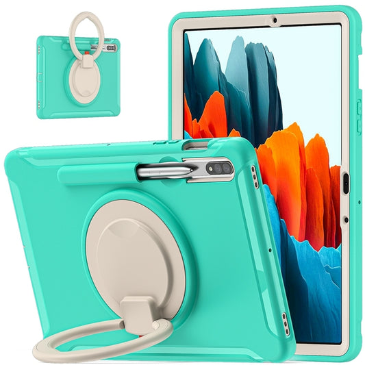 For Samsung Galaxy Tab S8 / Galaxy Tab S7 870 Shockproof TPU + PC Protective Case with 360 Degree Rotation Foldable Handle Grip Holder & Pen Slot(Mint Green) by buy2fix