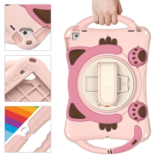 Cute Cat King Kids Shockproof Silicone Tablet Case with Holder & Shoulder Strap & Handle For iPad 10.2 2021 / 2020 / 2019 / Pro 10.5 / Air 10.5(Pink) - iPad 10.2 Cases by buy2fix | Online Shopping UK | buy2fix