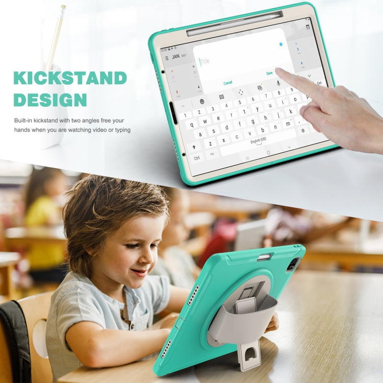 For iPad Pro 12.9 2022 / 2021 360 Degree Rotation PC + TPU Protective Tablet Case with Holder & Hand-strap(Mint Green) - iPad Pro 12.9 (2022/2021) Cases by buy2fix | Online Shopping UK | buy2fix