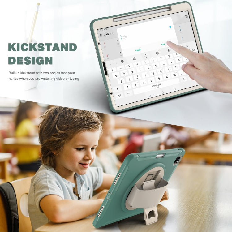 For iPad Pro 12.9 2022 / 2021 360 Degree Rotation PC + TPU Protective Tablet Case with Holder & Hand-strap(Jade Green) - iPad Pro 12.9 (2022/2021) Cases by buy2fix | Online Shopping UK | buy2fix