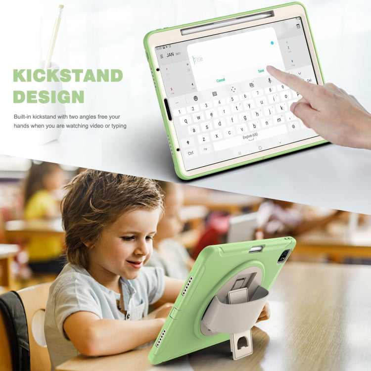 For iPad Pro 12.9 2022 / 2021 360 Degree Rotation PC + TPU Protective Tablet Case with Holder & Hand-strap(Matcha Green) - iPad Pro 12.9 (2022/2021) Cases by buy2fix | Online Shopping UK | buy2fix