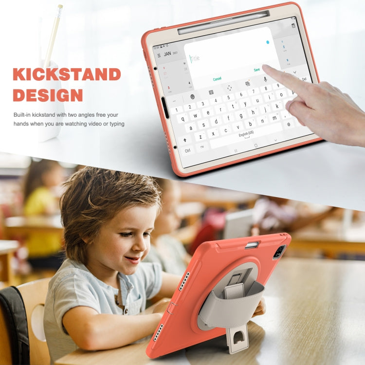 For iPad Pro 12.9 2022 / 2021 360 Degree Rotation PC + TPU Protective Tablet Case with Holder & Hand-strap(Coral Orange) - iPad Pro 12.9 (2022/2021) Cases by buy2fix | Online Shopping UK | buy2fix