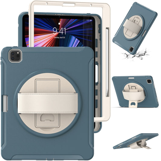 For iPad Pro 12.9 2022 / 2021 360 Degree Rotation PC + TPU Protective Tablet Case with Holder & Hand-strap(Cornflower Blue) - iPad Pro 12.9 (2022/2021) Cases by buy2fix | Online Shopping UK | buy2fix