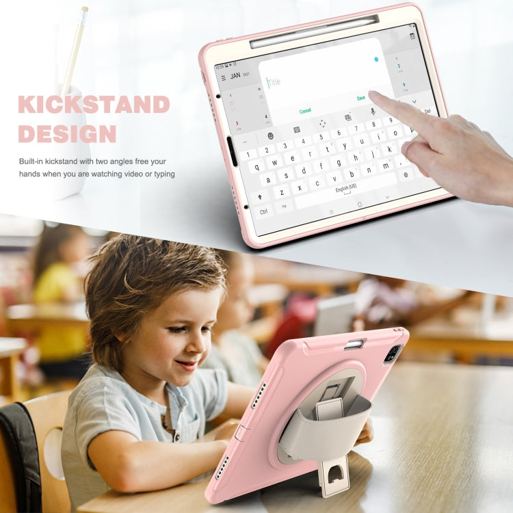 For iPad Pro 12.9 2022 / 2021 360 Degree Rotation PC + TPU Protective Tablet Case with Holder & Hand-strap(Cherry Blossoms Pink) - iPad Pro 12.9 (2022/2021) Cases by buy2fix | Online Shopping UK | buy2fix