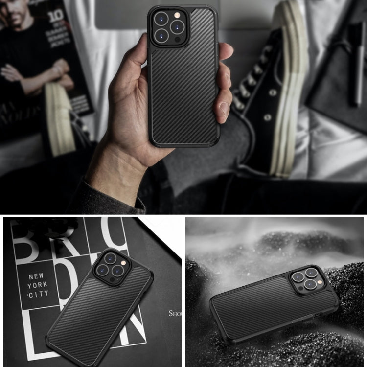 For iPhone 13 Pro Max Pioneer Carbon Fiber Texture Shockproof TPU + PC Case (Black) by buy2fix