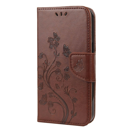 For iPhone 13 Pro Max Butterfly Flower Pattern Horizontal Flip Leather Case with Holder & Card Slots & Wallet (Brown) by buy2fix