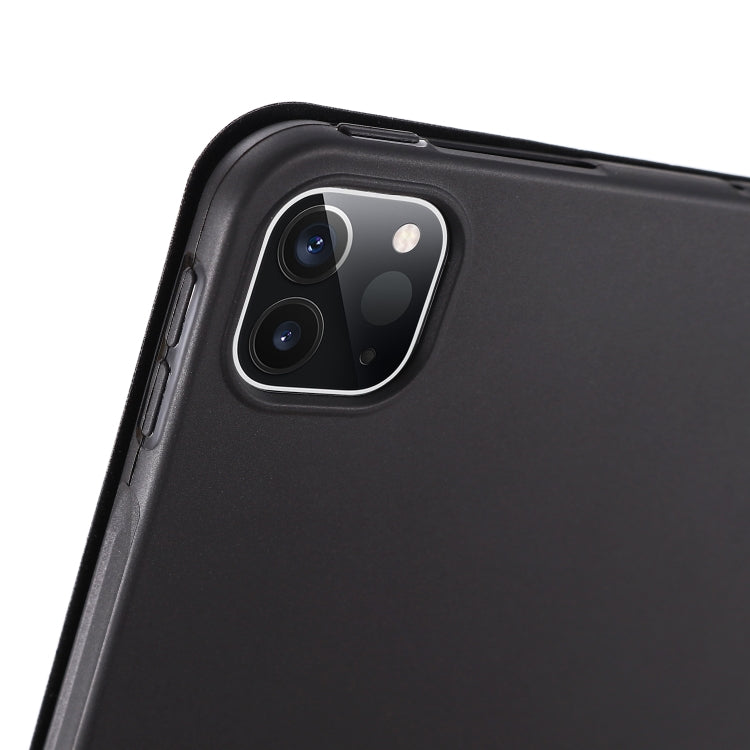 For iPad Pro 12.9 2022 / 2021 / 2020 / 2018 TPU Horizontal Flip Leather Tablet Case with Three-folding Holder(Black) by buy2fix