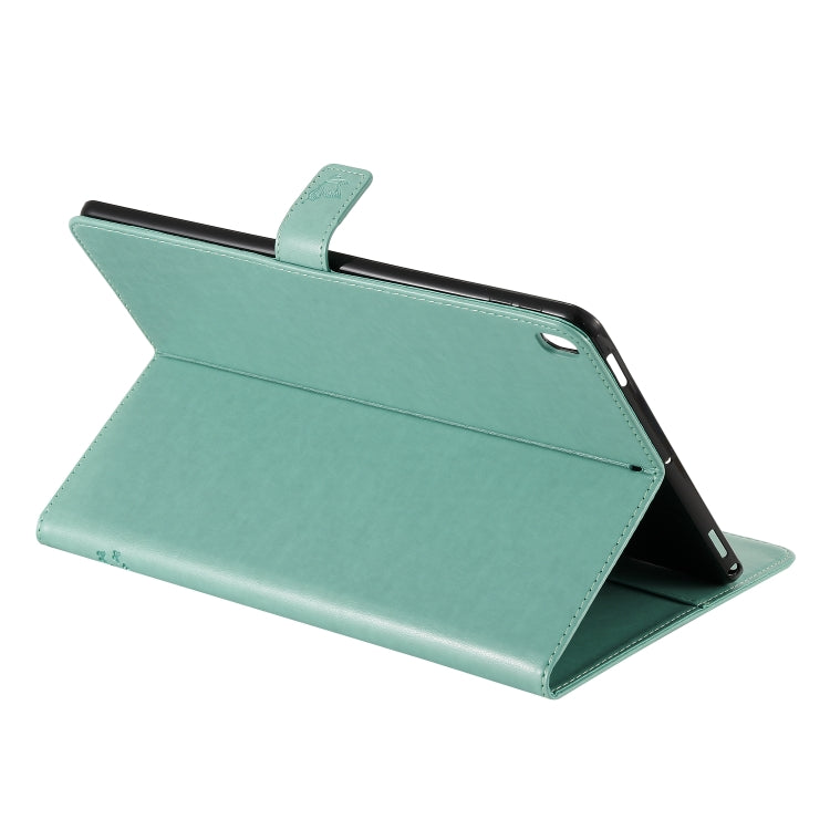 For iPad 10.2 / Pro 10.5 / Air 2019 Pressed Printing Cat and Tree Pattern Horizontal Flip Leather Case with Holder & Card Slots & Wallet(Green) - iPad Air (2019) Cases by buy2fix | Online Shopping UK | buy2fix