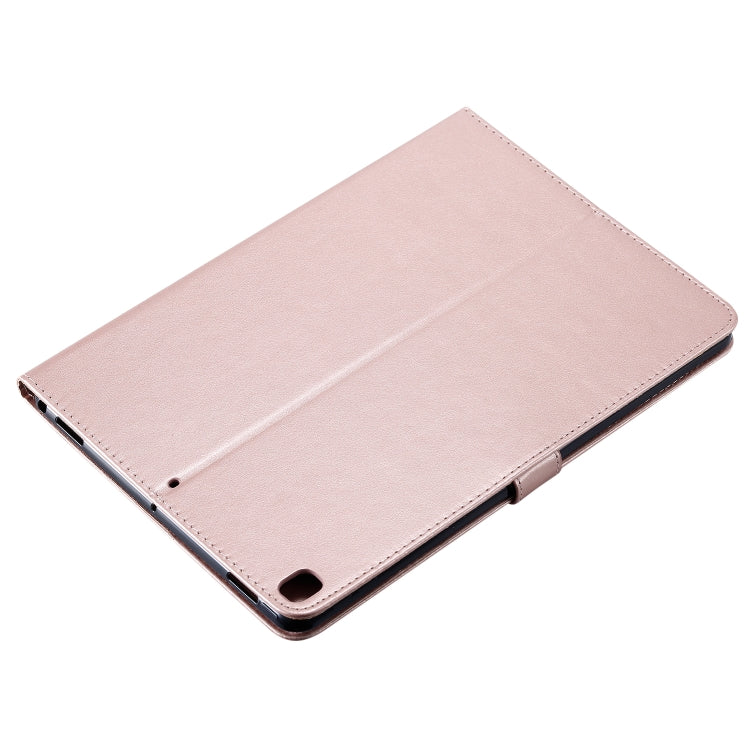 For iPad 10.2 / Pro 10.5 / Air 2019 Pressed Printing Woman and Cat Pattern Horizontal Flip Leather Case with Holder & Card Slots & Wallet(Rose Gold) - iPad Air (2019) Cases by buy2fix | Online Shopping UK | buy2fix
