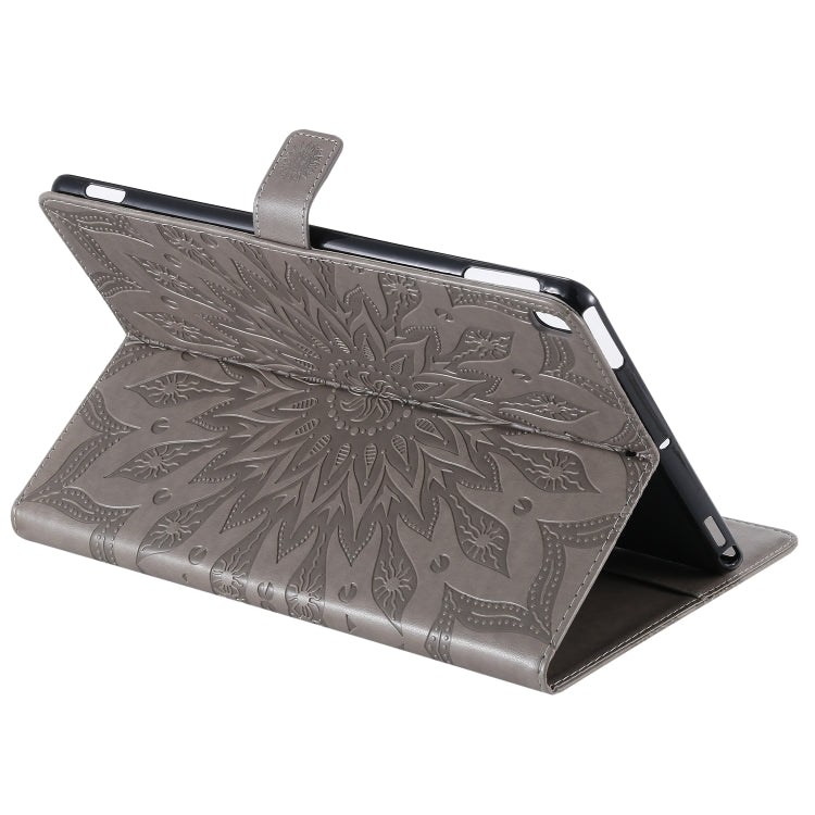 For iPad 10.2 / Pro 10.5 / Air 2019 Pressed Printing Sun Flower Pattern Horizontal Flip Leather Case with Holder & Card Slots & Wallet(Grey) by buy2fix
