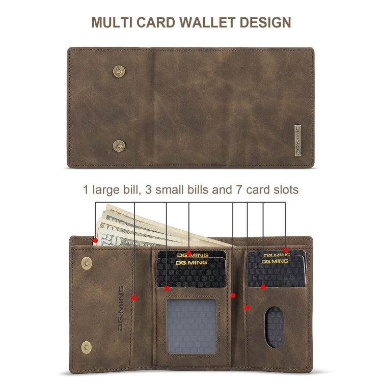 For Samsung Galaxy S20+ DG.MING M1 Series 3-Fold Multi Card Wallet Back Cover Shockproof Case with Holder Function(Coffee) by DG.MING