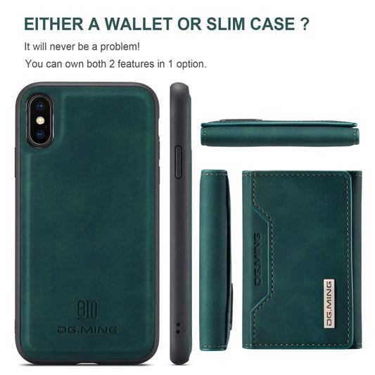 DG.MING M2 Series 3-Fold Multi Card Bag Back Cover Shockproof Case with Wallet & Holder Function For iPhone XS Max(Green) by DG.MING