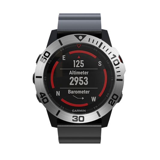 For Garmin Fenix 5X/5X Plus Smart Watch Steel Bezel Ring, A Version(Silver Ring Black Letter) by buy2fix