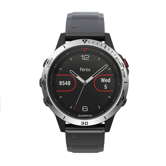 For Garmin Fenix 5 Smart Watch Steel Bezel Ring, A Version(Silver Ring Black Letter) by buy2fix