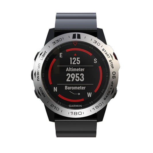For Garmin Fenix 5X/5X Plus Smart Watch Steel Bezel Ring, B Version(Silver Ring Black Letter) by buy2fix