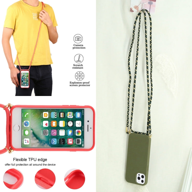 For iPhone 13 Pro Wheat Straw Material + TPU Shockproof Case with Neck Lanyard (Dark Green) by buy2fix