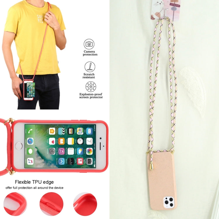 For iPhone 13 Pro Max Wheat Straw Material + TPU Shockproof Case with Neck Lanyard (Pink) by buy2fix