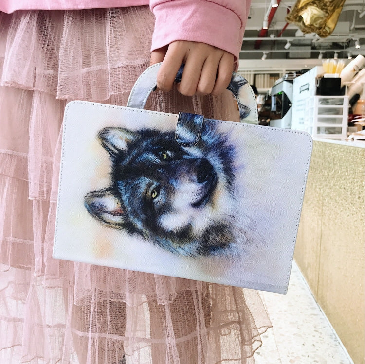 For iPad 10.2 / 10.5 / Air 2019 3D Colored Drawing Horizontal Flip Leather Case with Holder & Card Slot & Wallet & Handle(White Wolf) - iPad Air (2019) Cases by buy2fix | Online Shopping UK | buy2fix