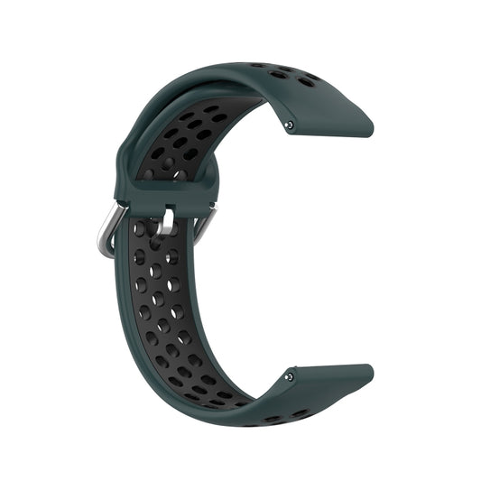 For Samsung Galaxy Watch4 Classic 46mm Two-color Silicone Watch Band(Olive Green Black) by buy2fix