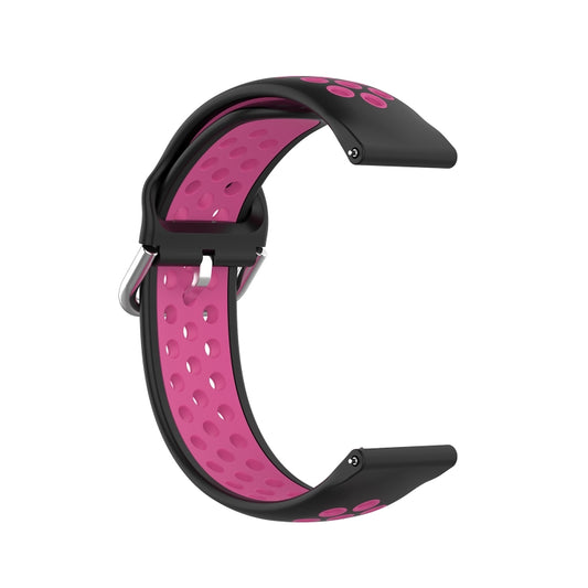 For Samsung Galaxy Watch4 Classic 46mm Two-color Silicone Watch Band(Black Rose Red) by buy2fix
