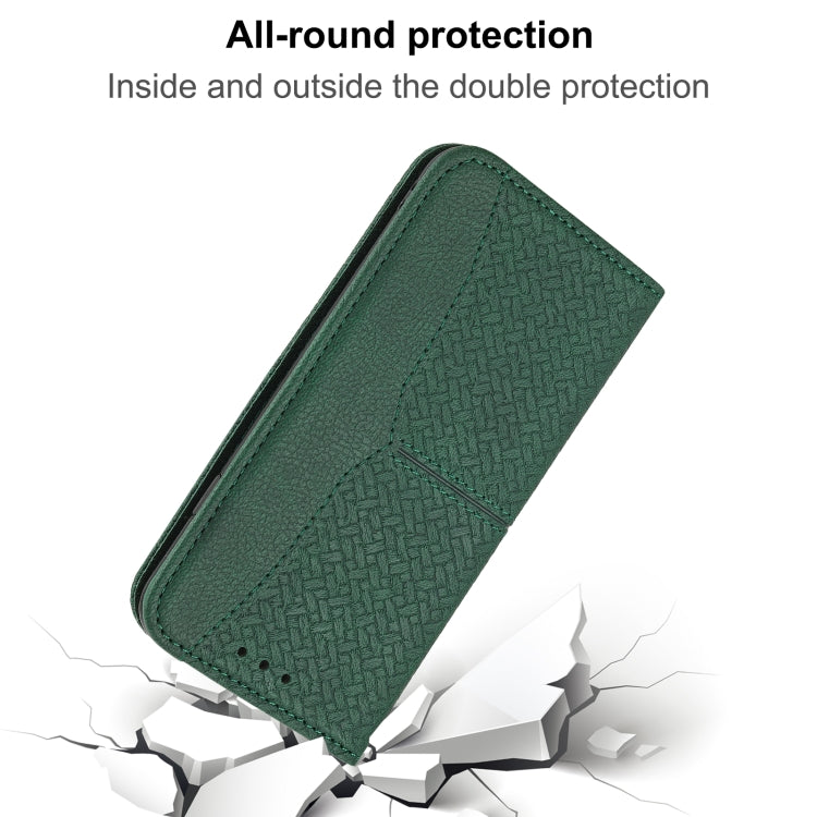 For Honor 50 Woven Texture Stitching Magnetic Horizontal Flip PU Leather Case with Holder & Card Slots & Wallet & Lanyard(Green) by buy2fix