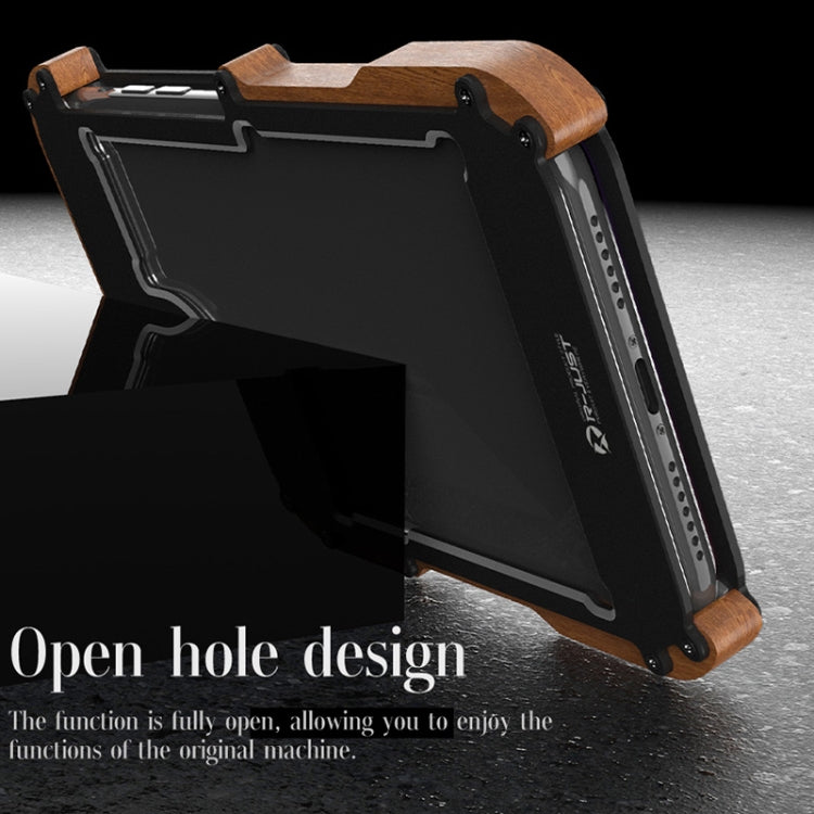 For iPhone 13 Pro R-JUST Ironwood Man Shockproof Metal + Wood Bumper Protective Case by R-JUST