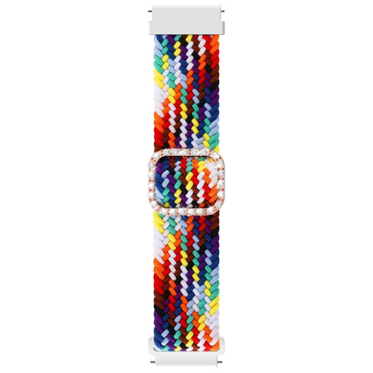 For Garmin Venu/Vivoactive 3 20mm Universal Adjustable Braided Elastic Diamond Buckle Watch Band(Rainbow) by buy2fix
