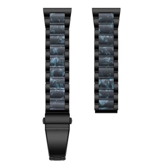 For Garmin Venu/Vivoactive 3 Music 20mm Universal Three-beads Stainless Steel + Resin Watch Band(Black+Ink) by buy2fix