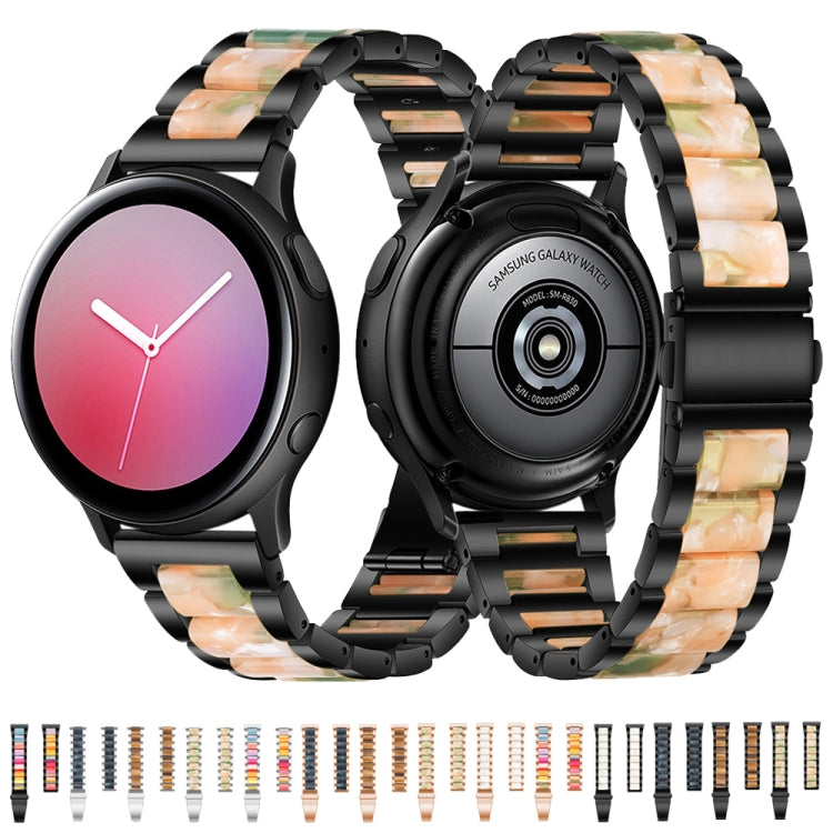 For Huawei Watch 3/3 Pro/Garmin Venu 2 22mm Universal Three-beads Stainless Steel + Resin Watch Band(Rose Gold+Honey) by buy2fix