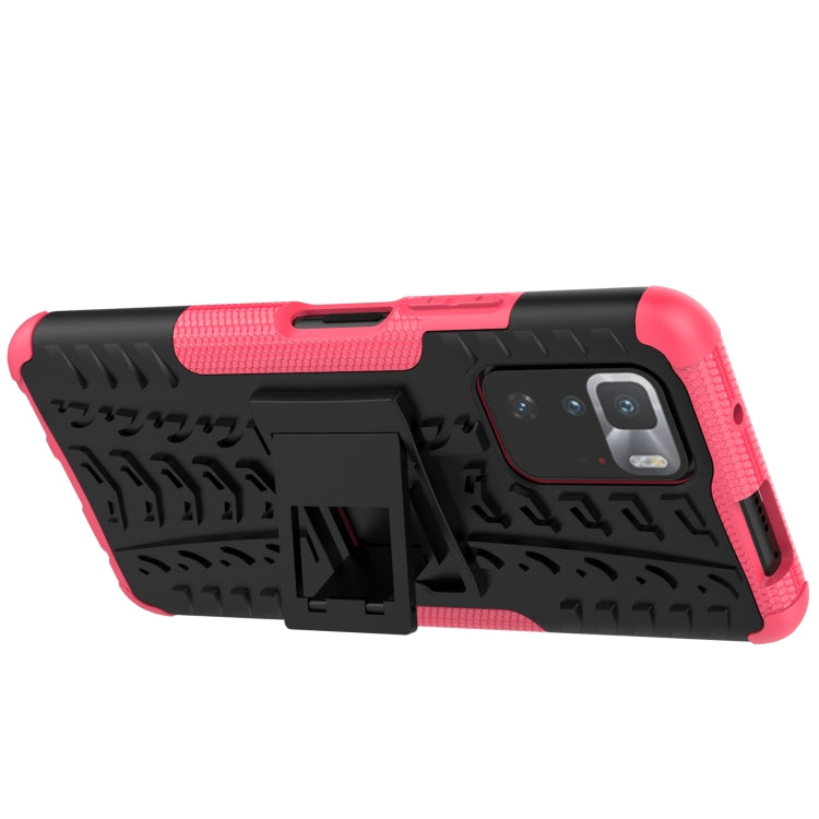 For Xiaomi Poco X3 GT Tire Texture Shockproof TPU+PC Protective Case with Holder(Pink) by buy2fix