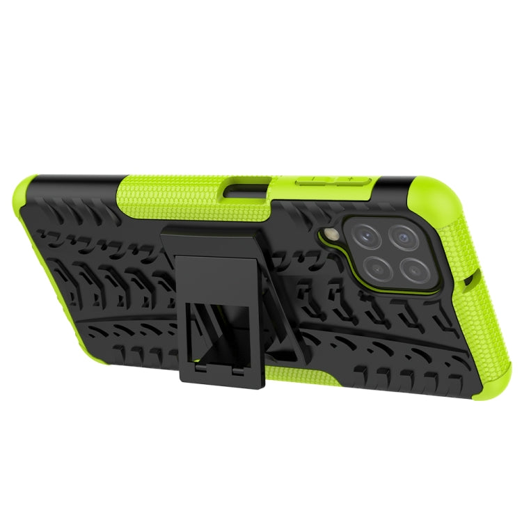For Samsung Galaxy A22 4G Tire Texture Shockproof TPU+PC Protective Case with Holder(Green) by buy2fix