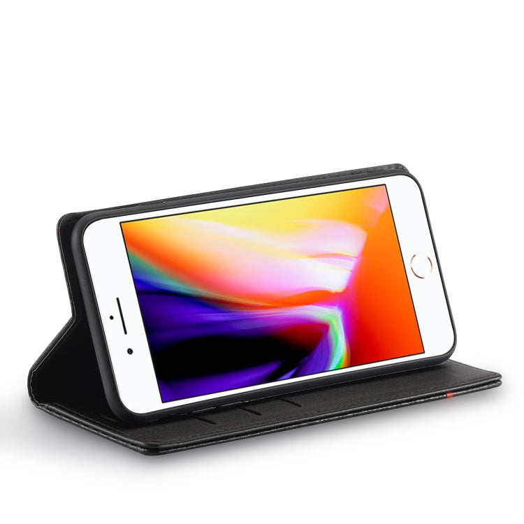 LC.IMEEKE Carbon Fiber PU + TPU Horizontal Flip Leather Case with Holder & Card Slot & Wallet For iPhone 7Plus / 8Plus(Vertical Black) by LC.IMEEKE