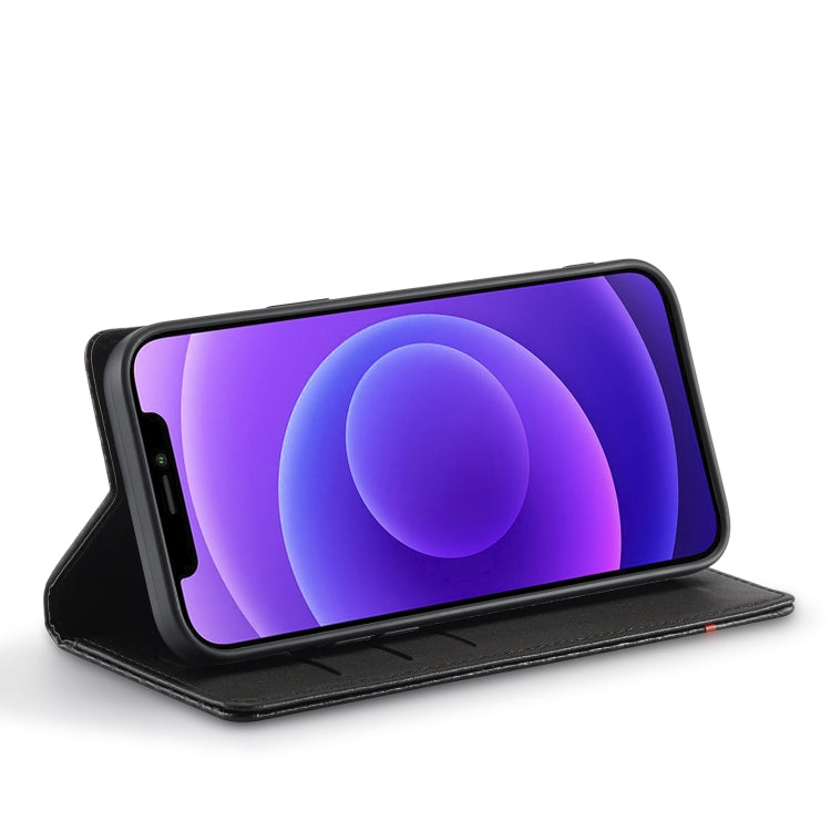 For iPhone 12 mini LC.IMEEKE Carbon Fiber PU + TPU Horizontal Flip Leather Case with Holder & Card Slot & Wallet (Vertical Black) by LC.IMEEKE