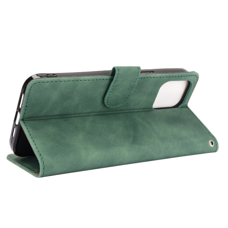 For iPhone 13 Solid Color Skin Feel Magnetic Buckle Horizontal Flip Calf Texture PU Leather Case with Holder & Card Slots & Wallet(Green) by buy2fix