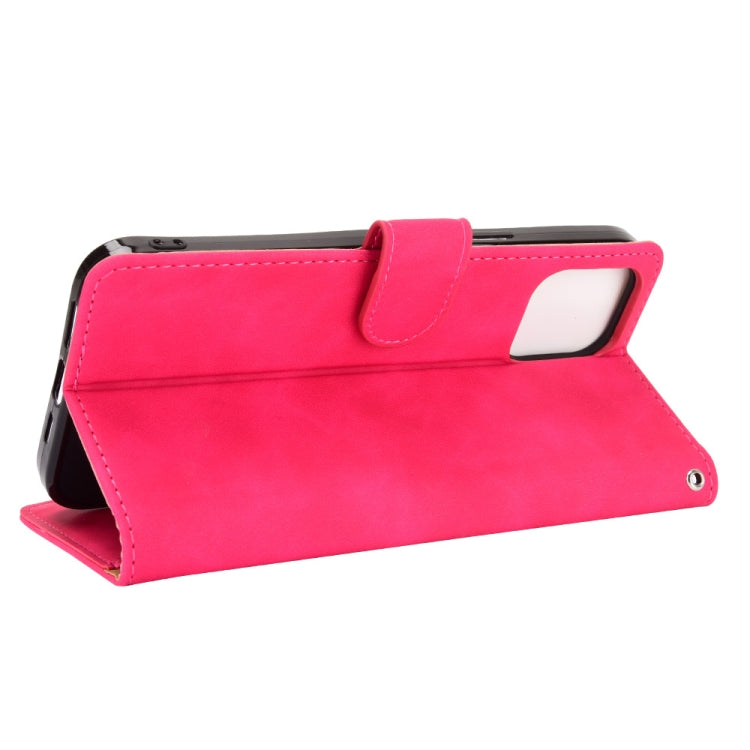 For iPhone 13 Solid Color Skin Feel Magnetic Buckle Horizontal Flip Calf Texture PU Leather Case with Holder & Card Slots & Wallet(Rose Red) by buy2fix