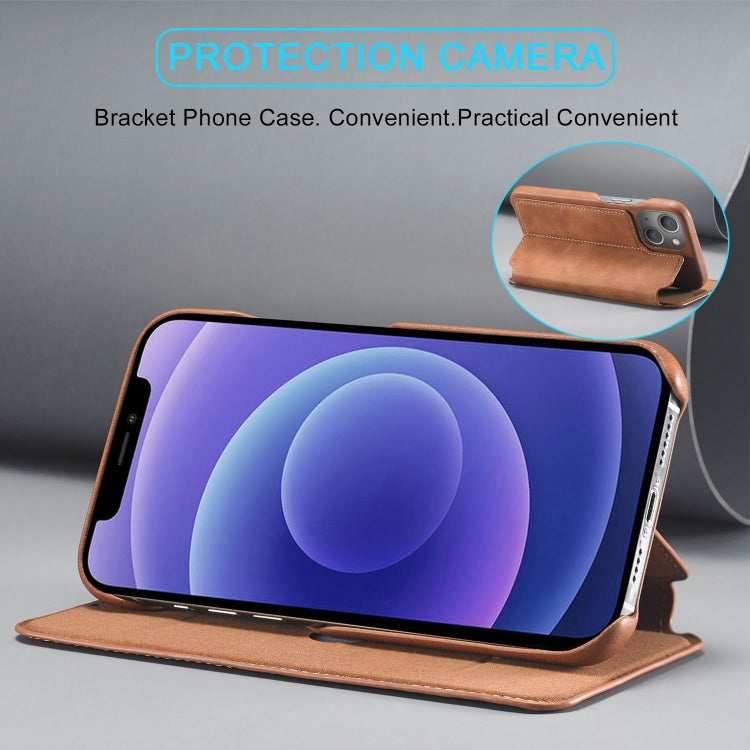 For iPhone 13 mini LC.IMEEKE Hon Ancient Series Horizontal Flip Leather Case with Holder & Card Slot (Brown) by LC.IMEEKE