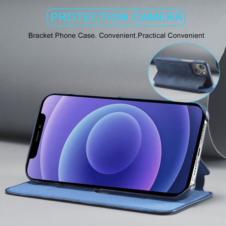 For iPhone 13 LC.IMEEKE Hon Ancient Series Horizontal Flip Leather Case with Holder & Card Slot(Blue) by LC.IMEEKE