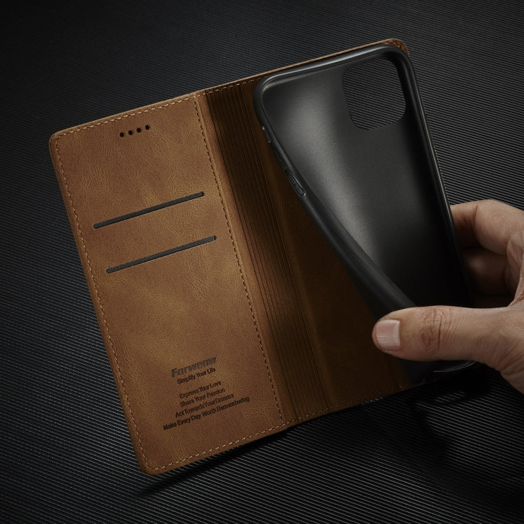 For iPhone 13 Forwenw F2 Series Magnetic Horizontal Flip Leather Case with Holder & Card Slots & Wallet(Brown) by Forwenw