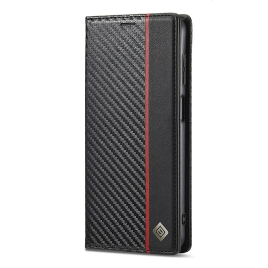 LC.IMEEKE Carbon Fiber PU + TPU Horizontal Flip Leather Case with Holder & Card Slot & Wallet For Samsung Galaxy A12 5G(Vertical Black) by LC.IMEEKE