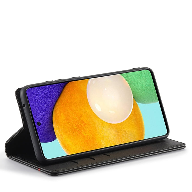 LC.IMEEKE Carbon Fiber PU + TPU Horizontal Flip Leather Case with Holder & Card Slot & Wallet For Samsung Galaxy A52 5G / 4G(Vertical Black) by LC.IMEEKE