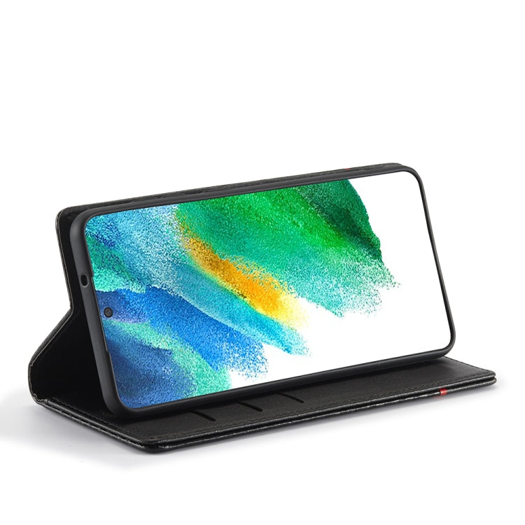 LC.IMEEKE Carbon Fiber PU + TPU Horizontal Flip Leather Case with Holder & Card Slot & Wallet For Samsung Galaxy S21+ 5G(Vertical Black) by LC.IMEEKE